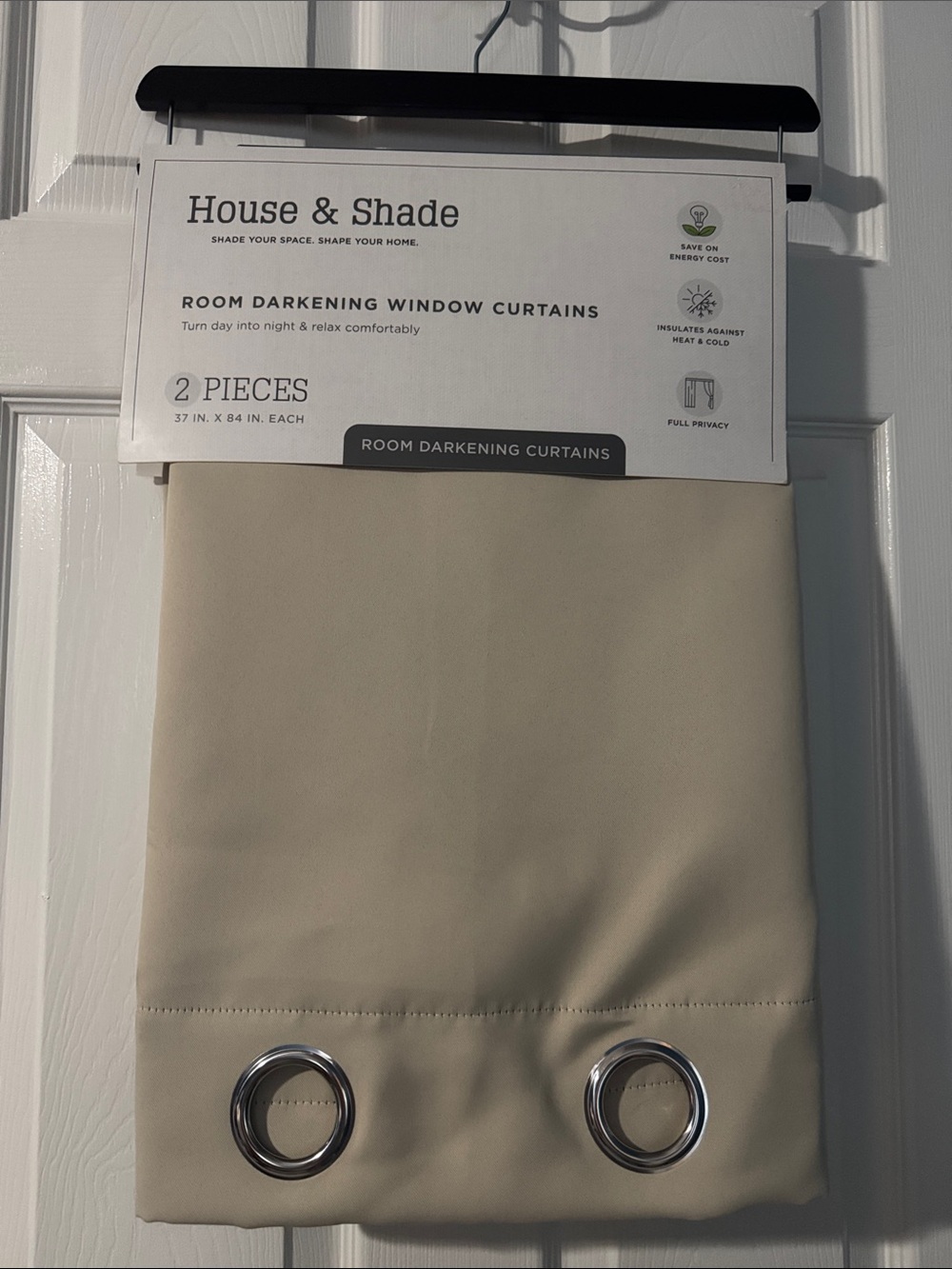 Room Darkening Window Curtains - Beige (2 Pack)